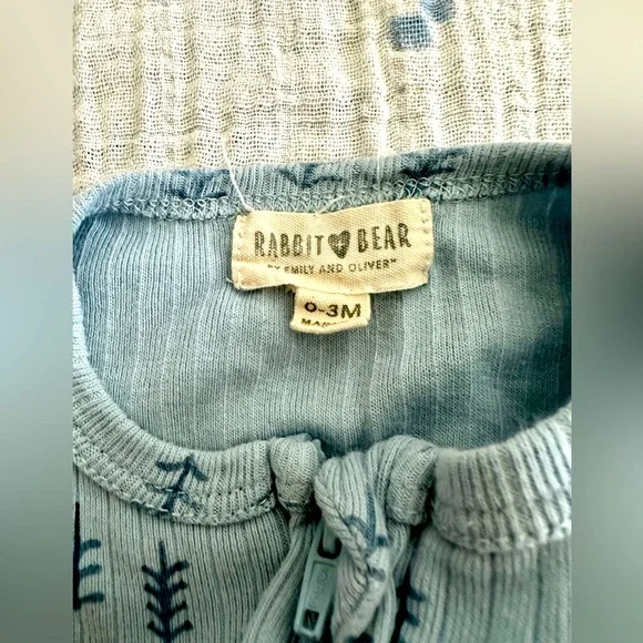 Organic Cotton Zipper Footie Sleep & Play Baby Blue Newborn Size 0-3M - Picture 3 of 3